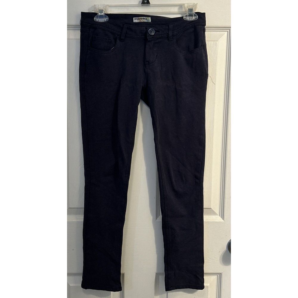 Love Sweet Mid Rise Cotton Blend Stretch Slim Straight Denim Jeans Blue Womens M